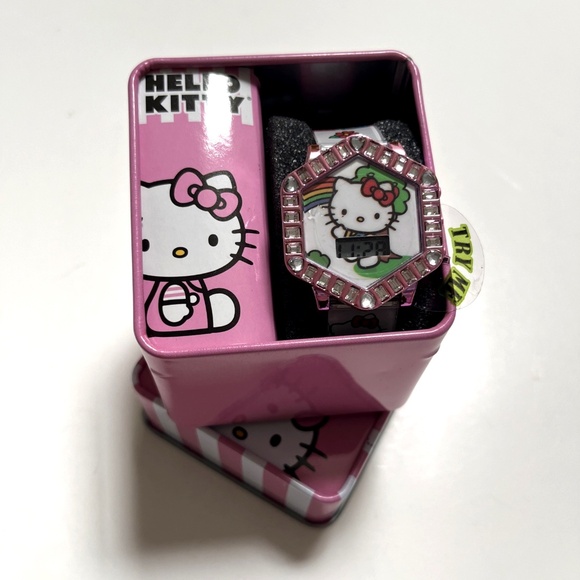 Hello Kitty Sanrio Digital Watch in Gift Tin Box Pink Rhinestone LCD Display NWT - Picture 2 of 4